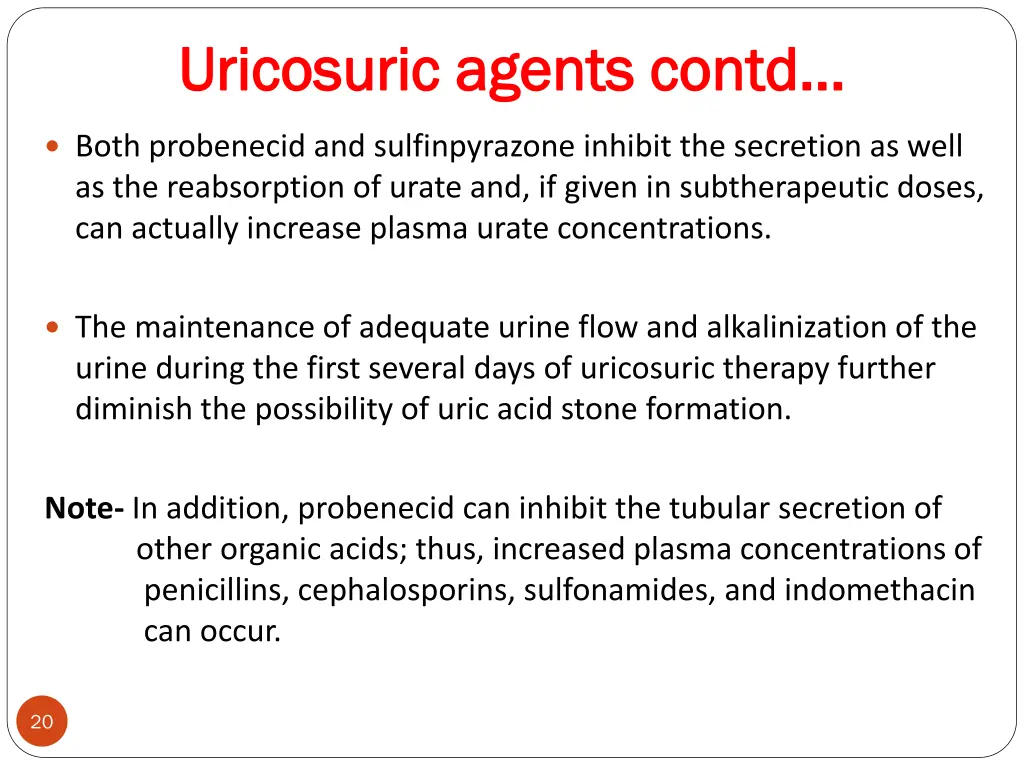 uricosuric uricosuric agents