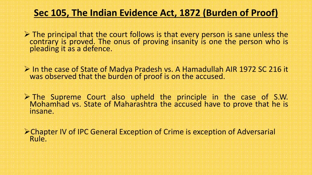 sec 105 the indian evidence act 1872 burden