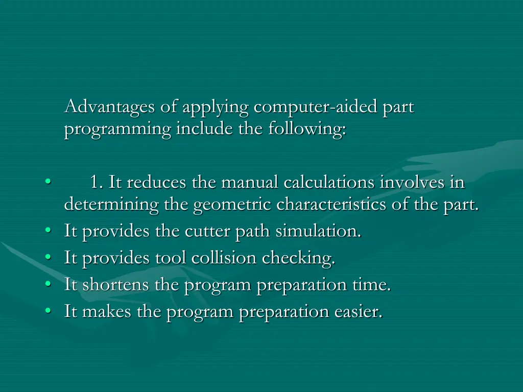 advantages of applying computer aided part