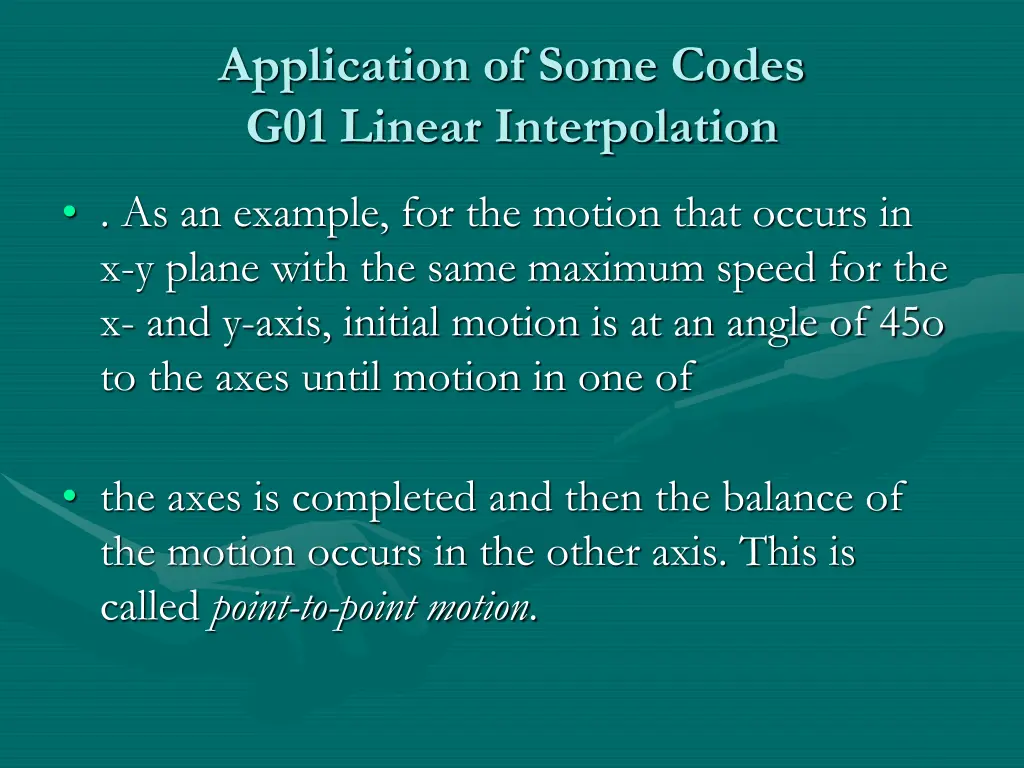 application of some codes g01 linear interpolation 1