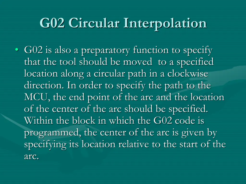 g02 circular interpolation