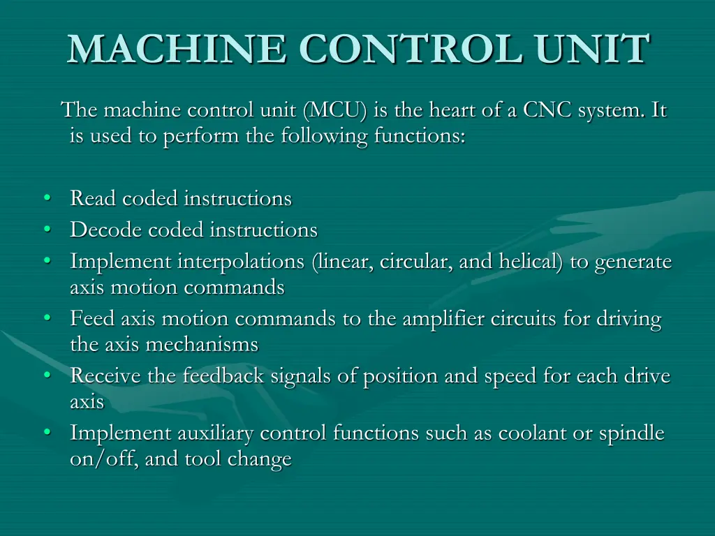 machine control unit