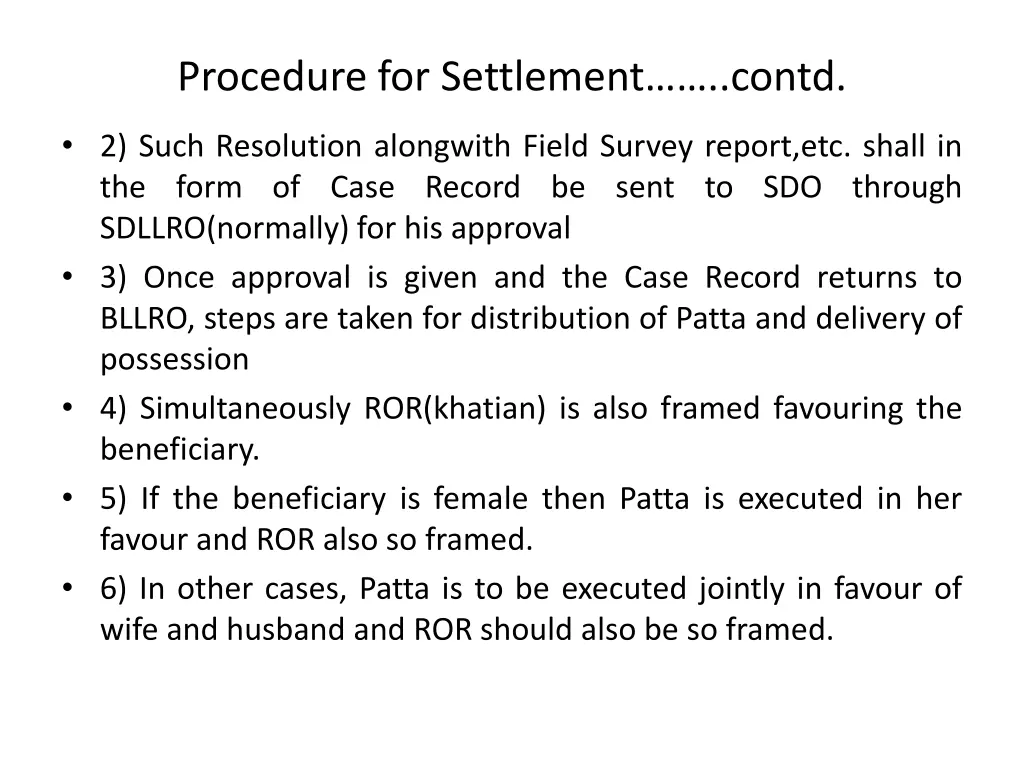 procedure for settlement contd 1