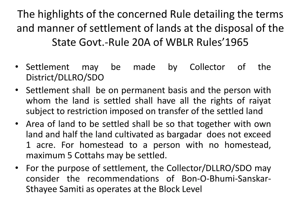 the highlights of the concerned rule detailing