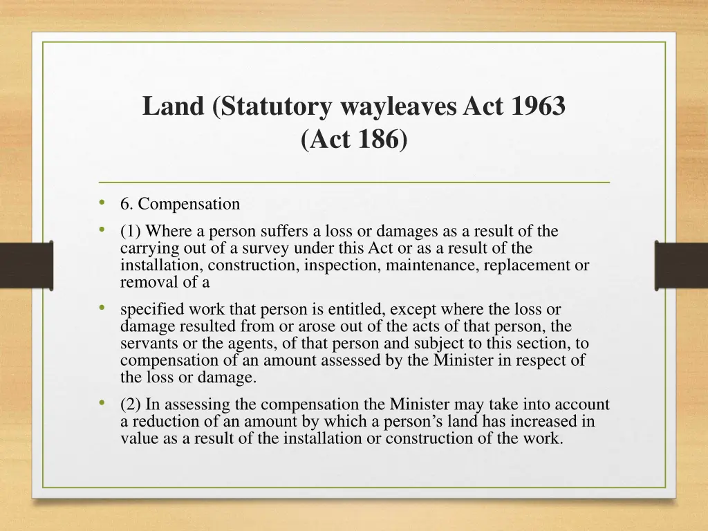 land statutory wayleaves act 1963 act 186