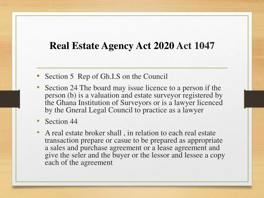 real estate agency act 2020 act 1047