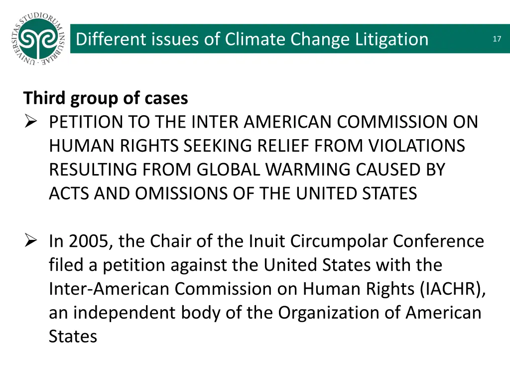 different issues of climate change litigation 10