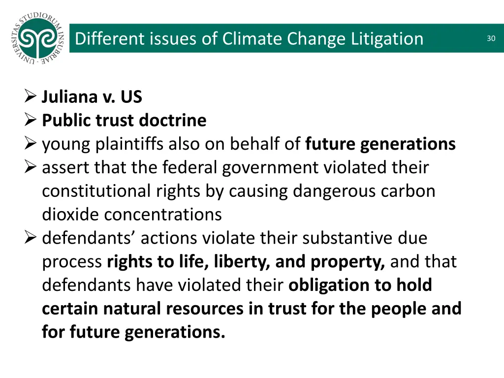 different issues of climate change litigation 23