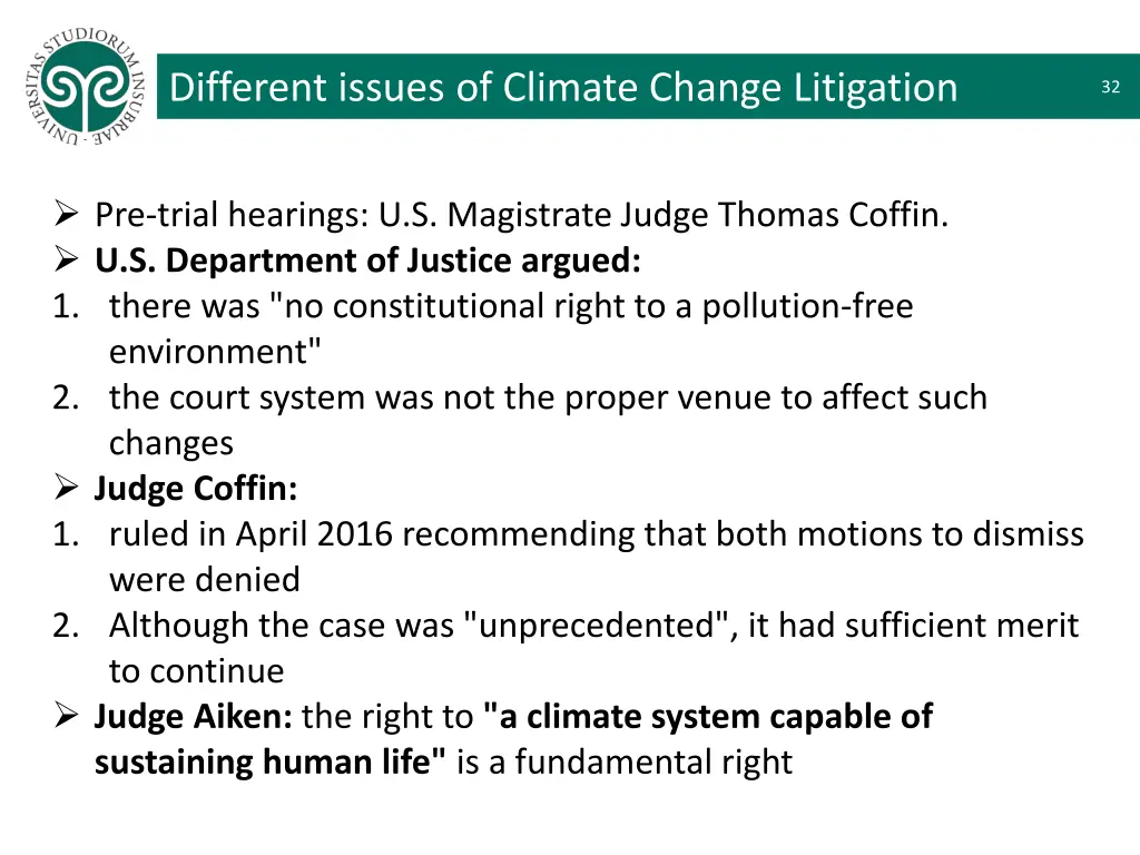 different issues of climate change litigation 25