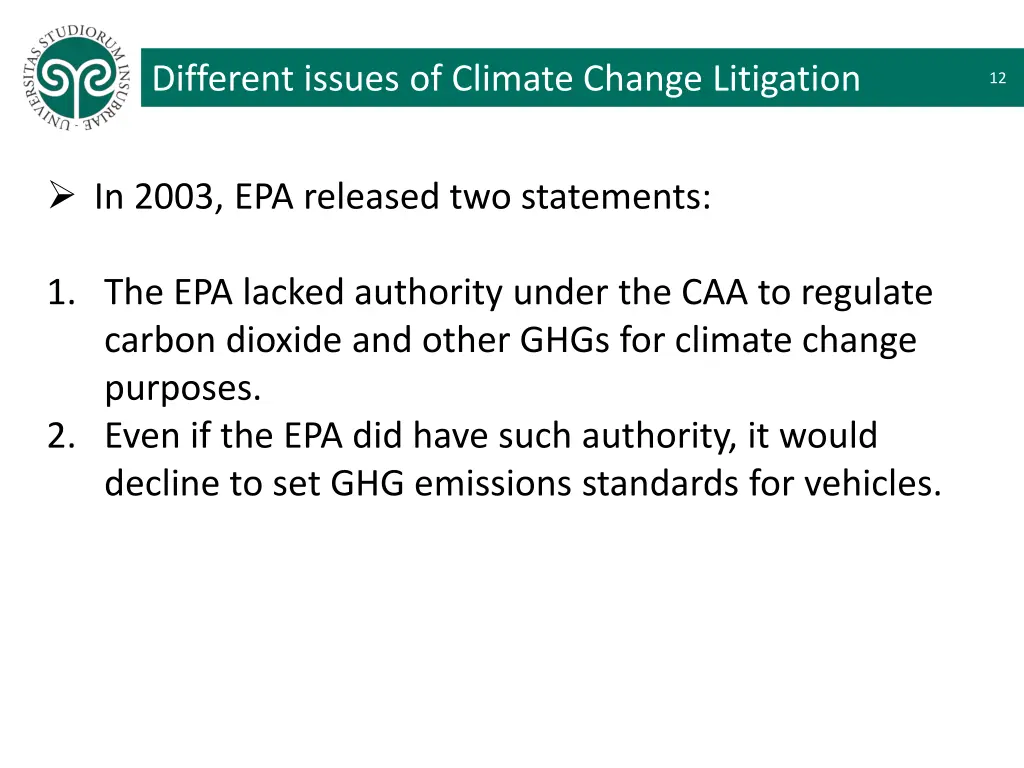 different issues of climate change litigation 5