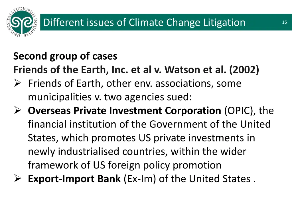 different issues of climate change litigation 8