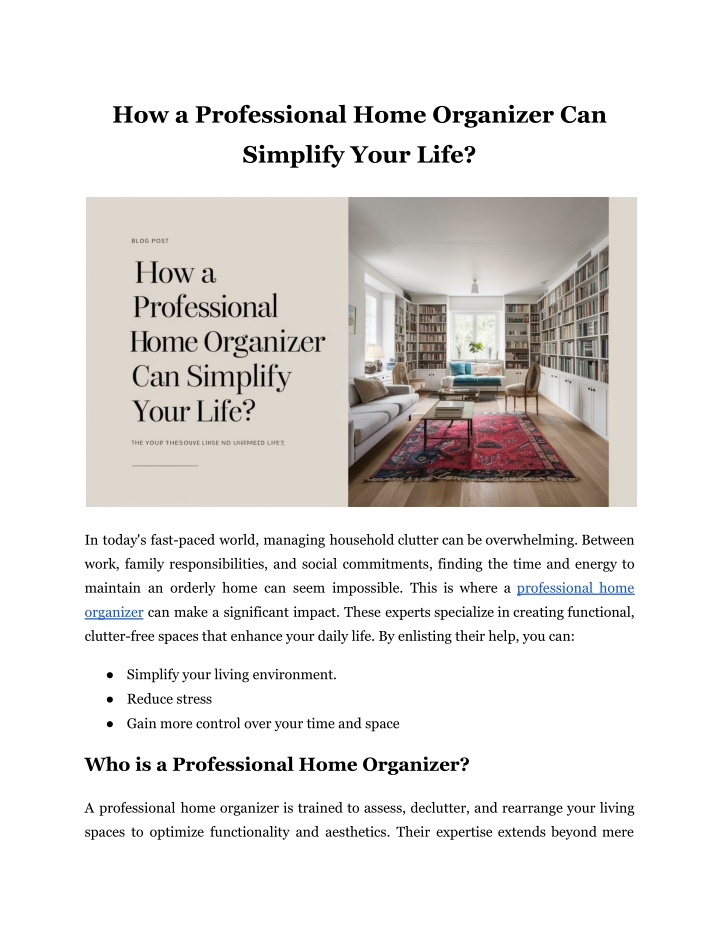 how a professional home organizer can