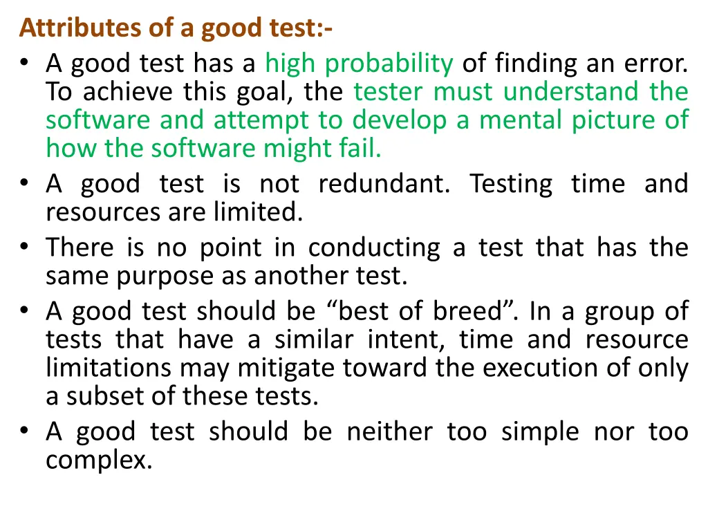 attributes of a good test a good test has a high