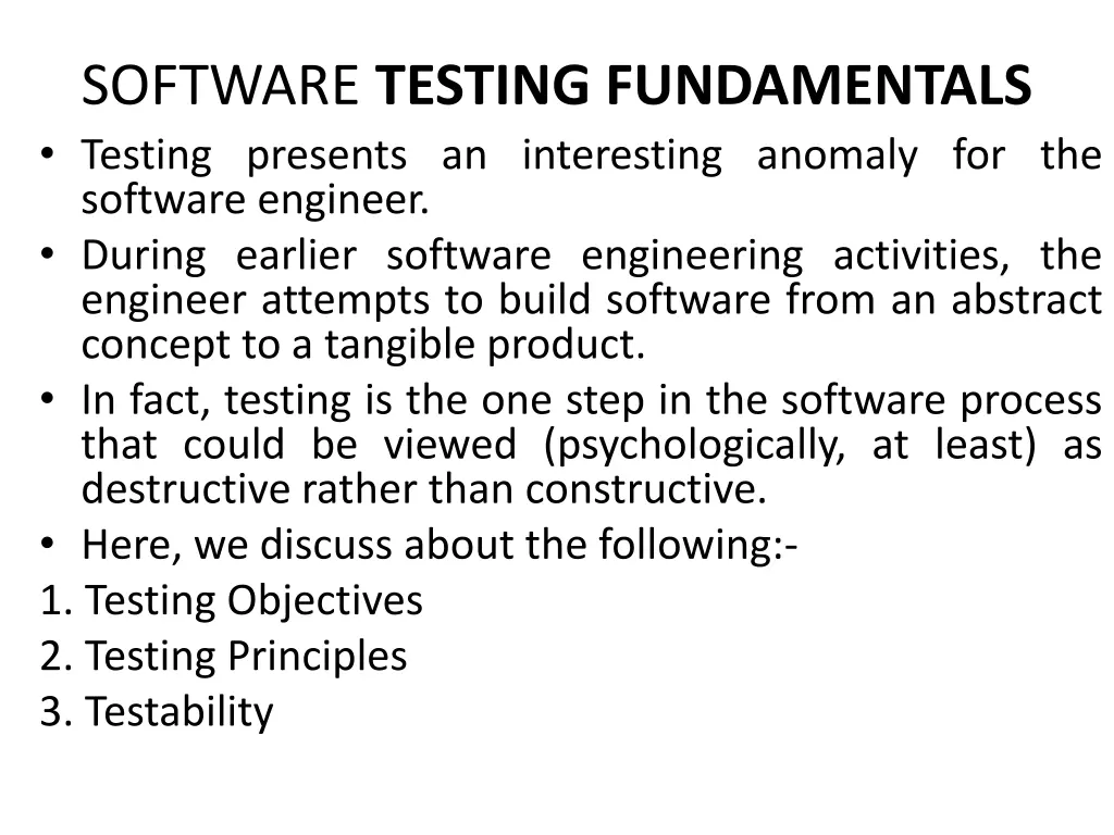 software testing fundamentals testing presents