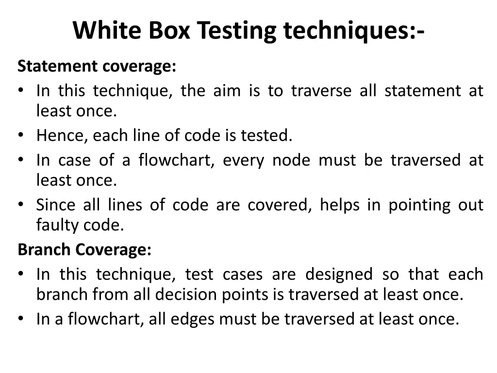 white box testing techniques