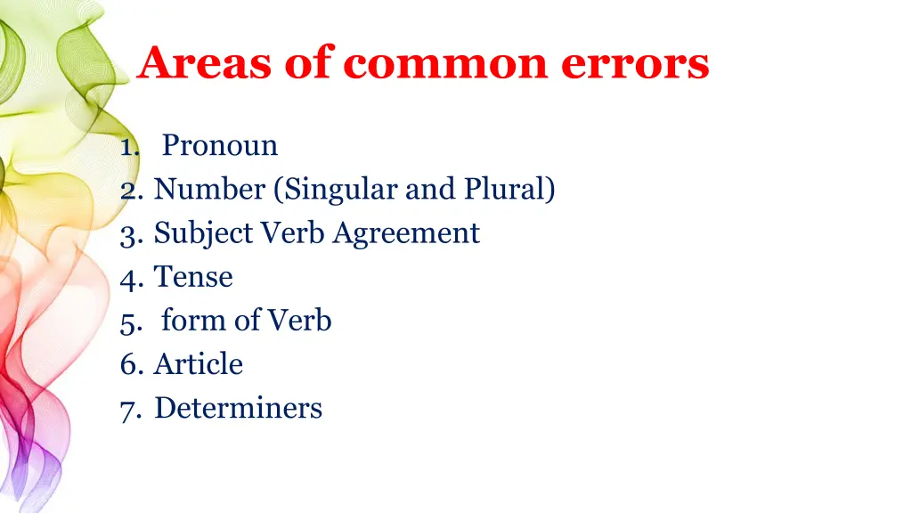 areas of common errors