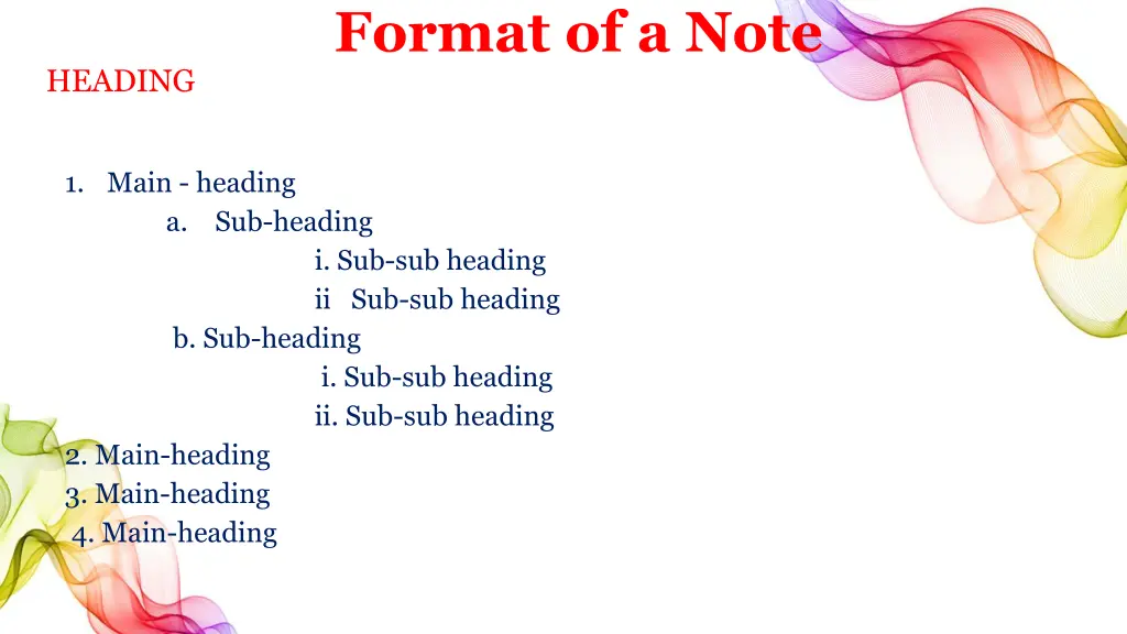 format of a note