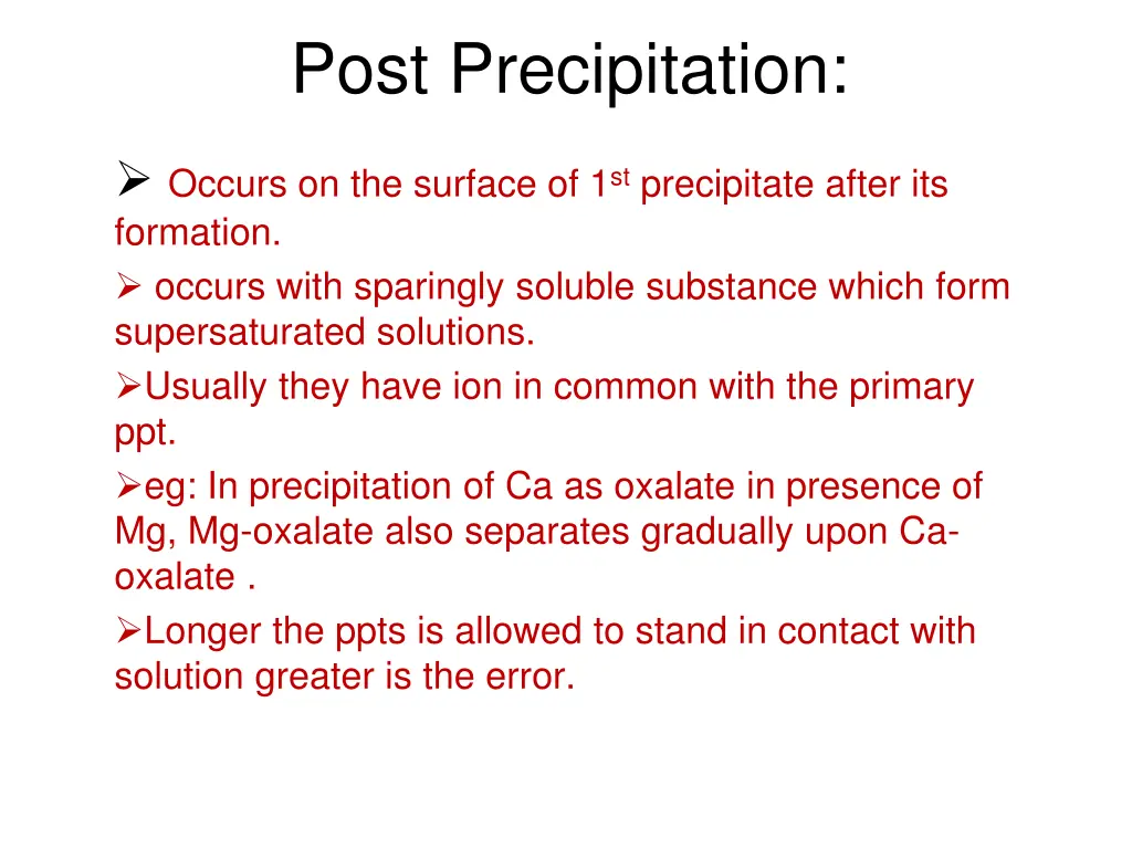 post precipitation