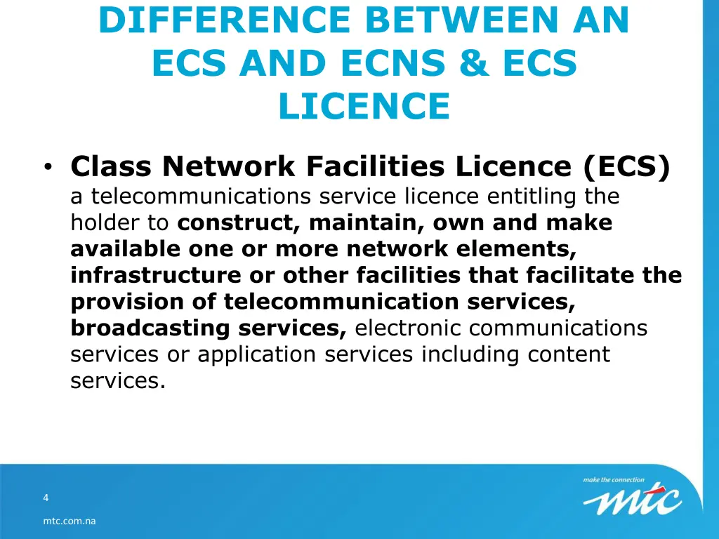 difference between an ecs and ecns ecs licence