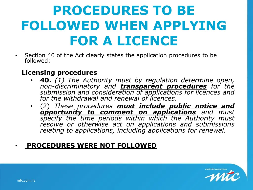 procedures to be followed when applying