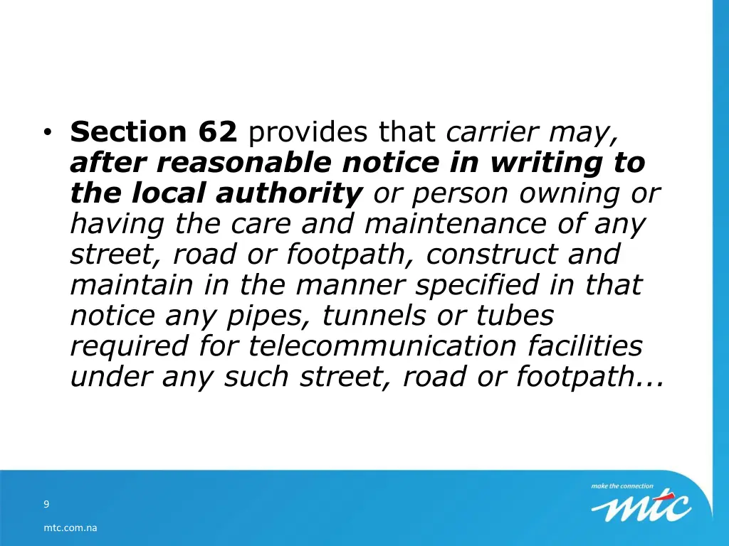 section 62 provides that carrier may after