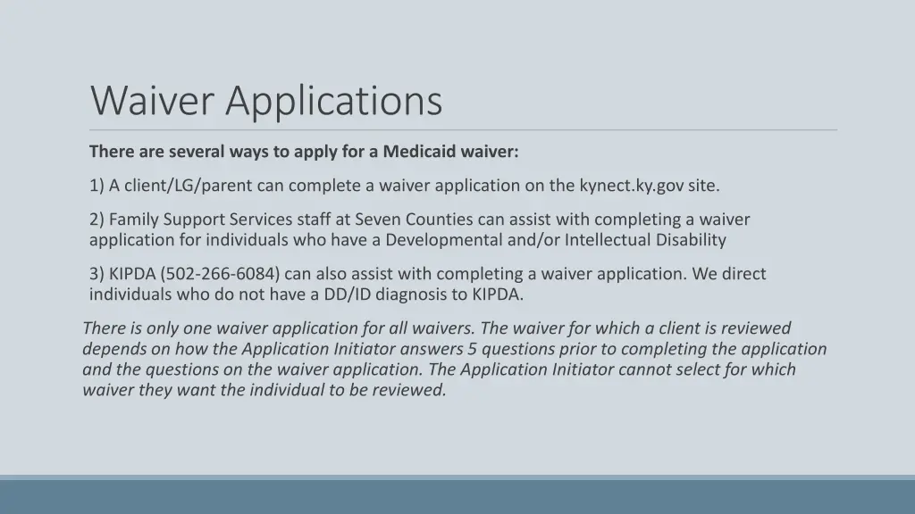 waiver applications