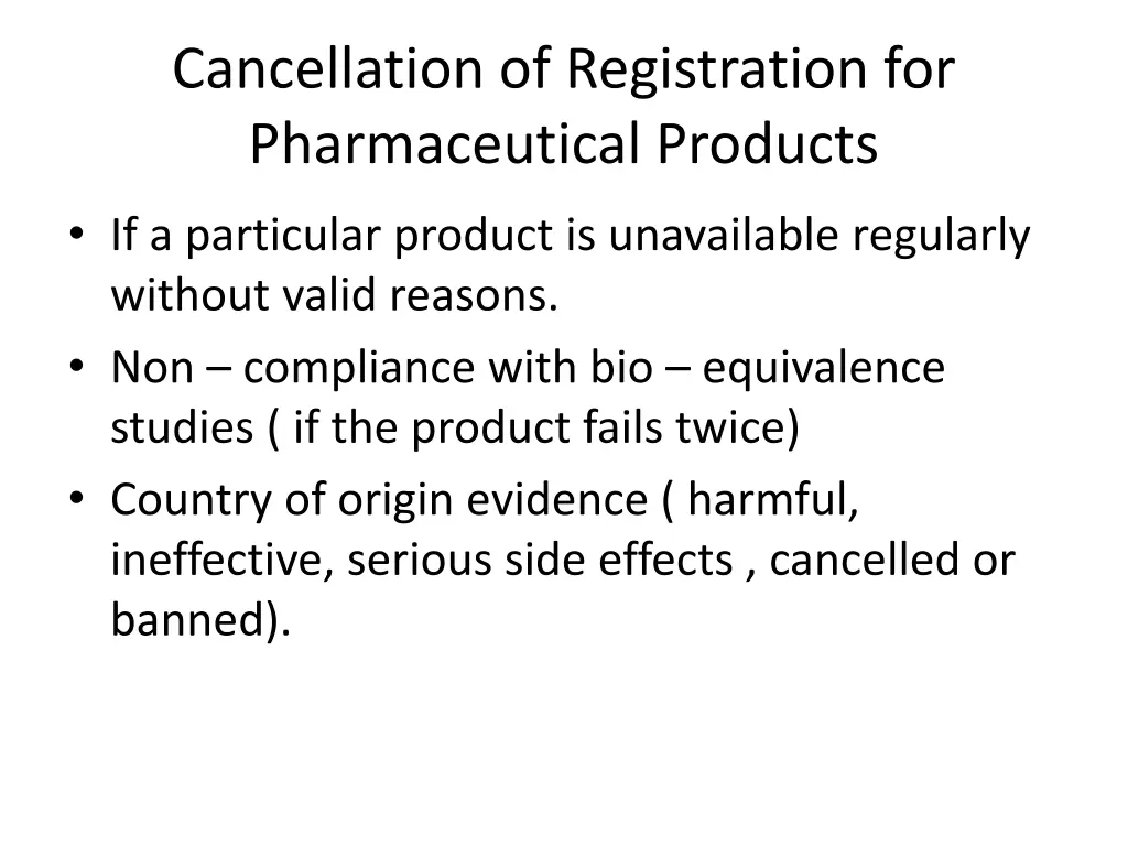 cancellation of registration for pharmaceutical 1