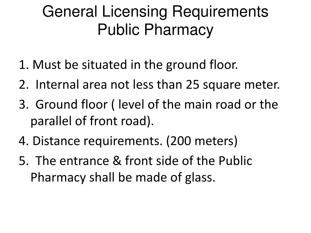 general licensing requirements public pharmacy