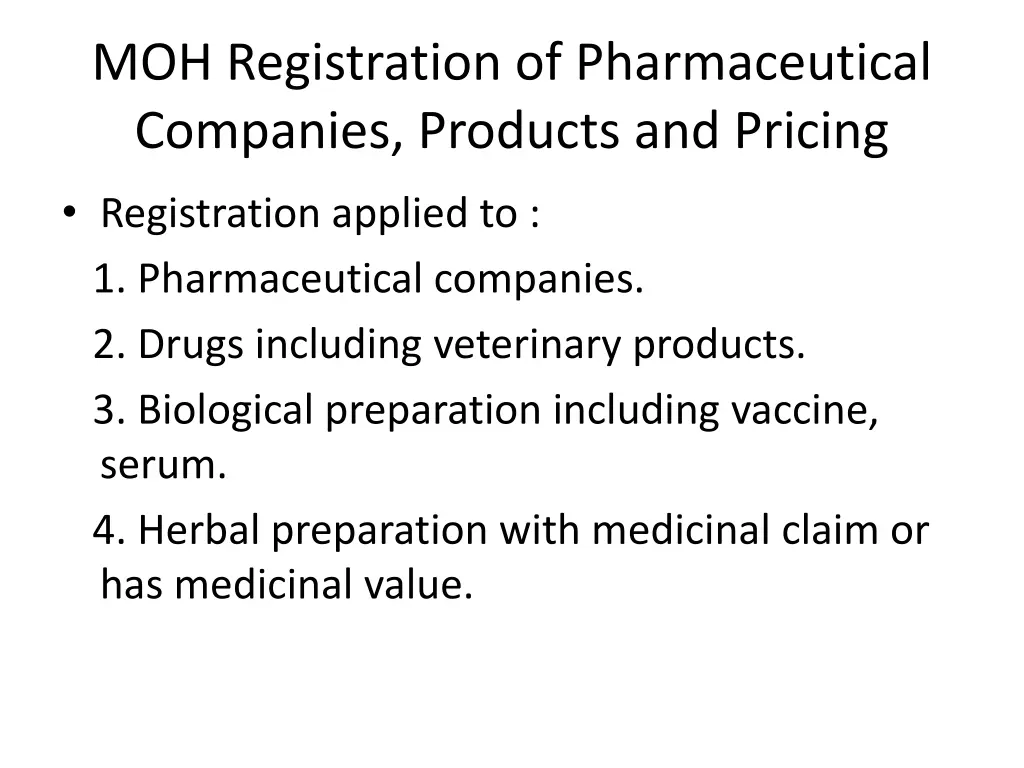 moh registration of pharmaceutical companies