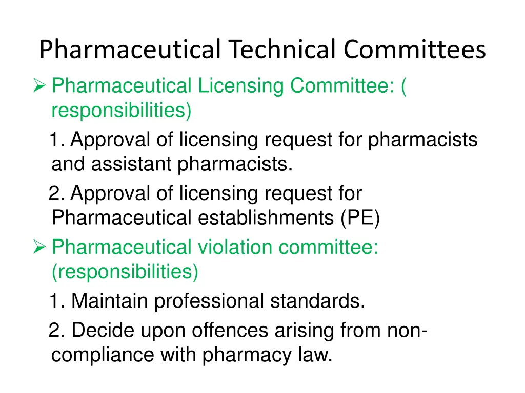 pharmaceutical technical committees