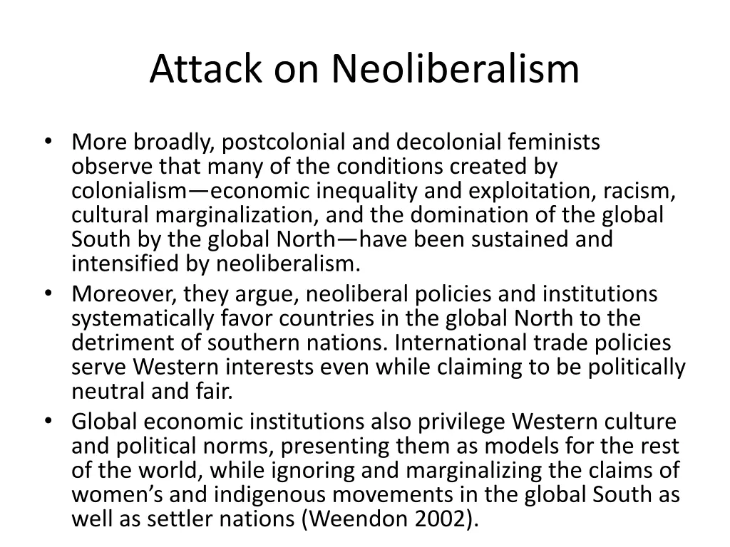 attack on neoliberalism