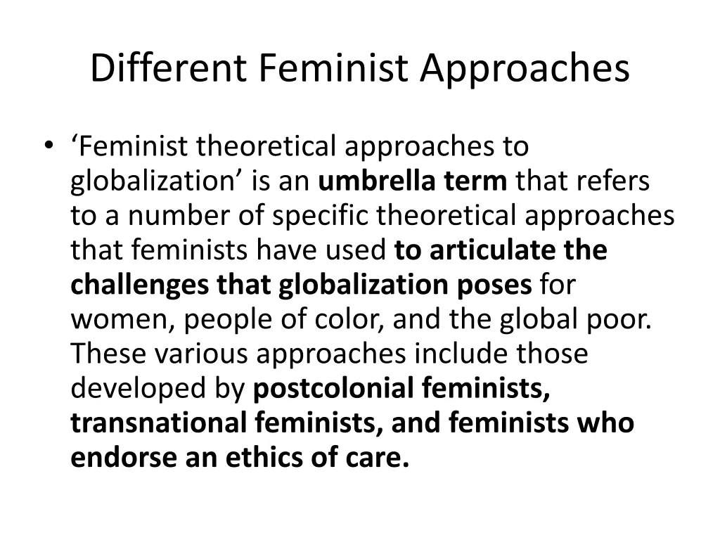 different feminist approaches