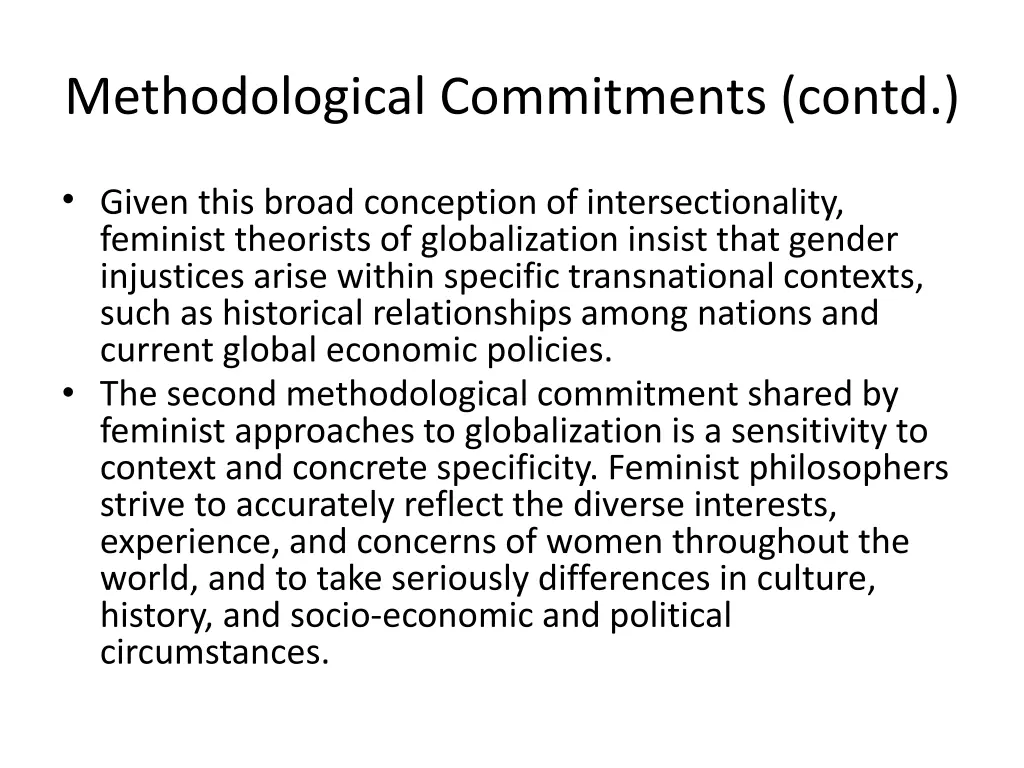 methodological commitments contd