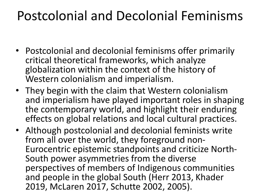 postcolonial and decolonial feminisms