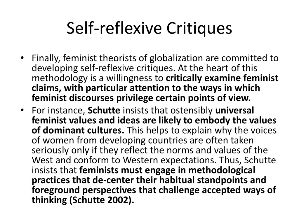 self reflexive critiques