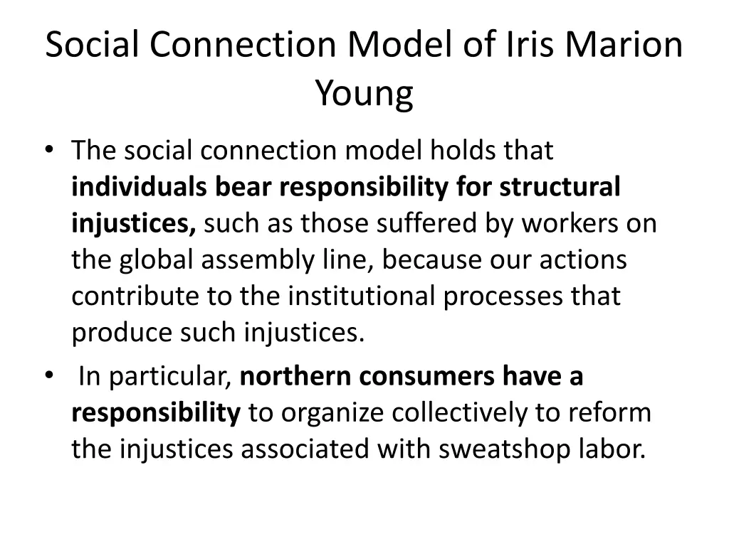 social connection model of iris marion young