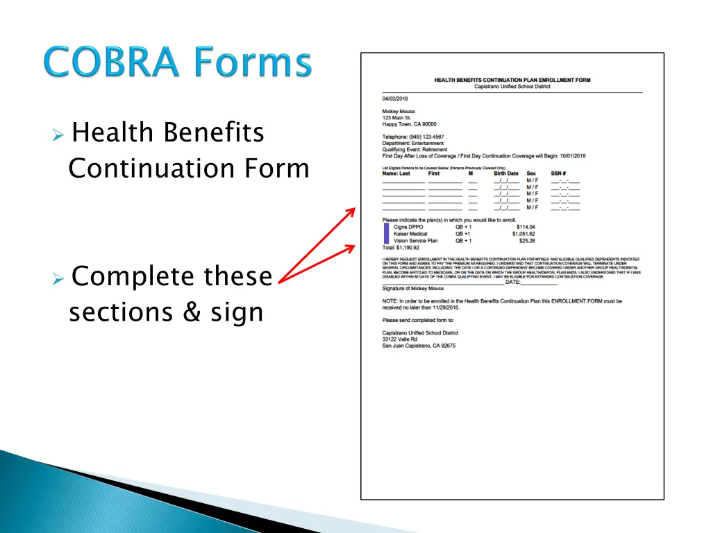 health benefits continuation form