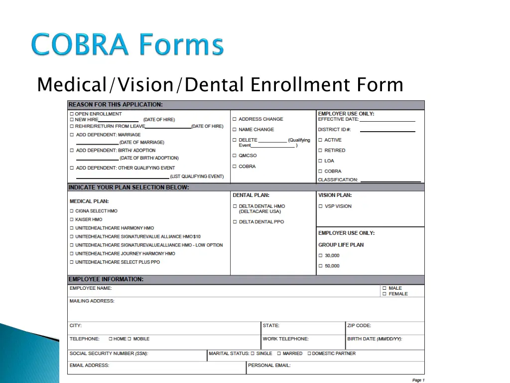 medical vision dental enrollment form