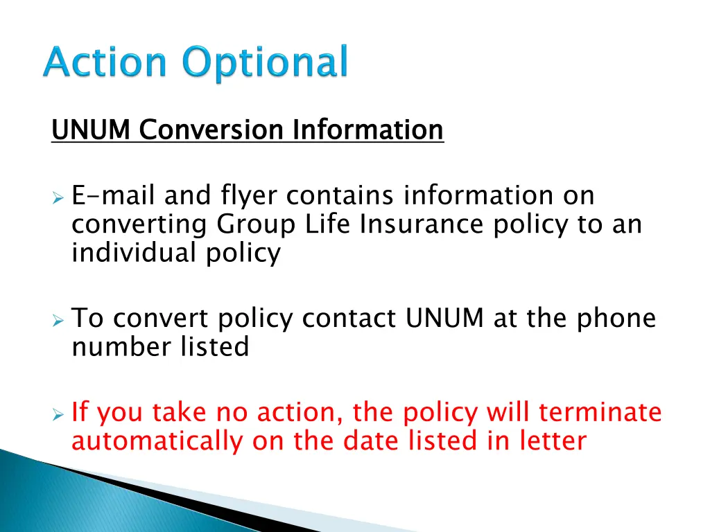 unum conversion information