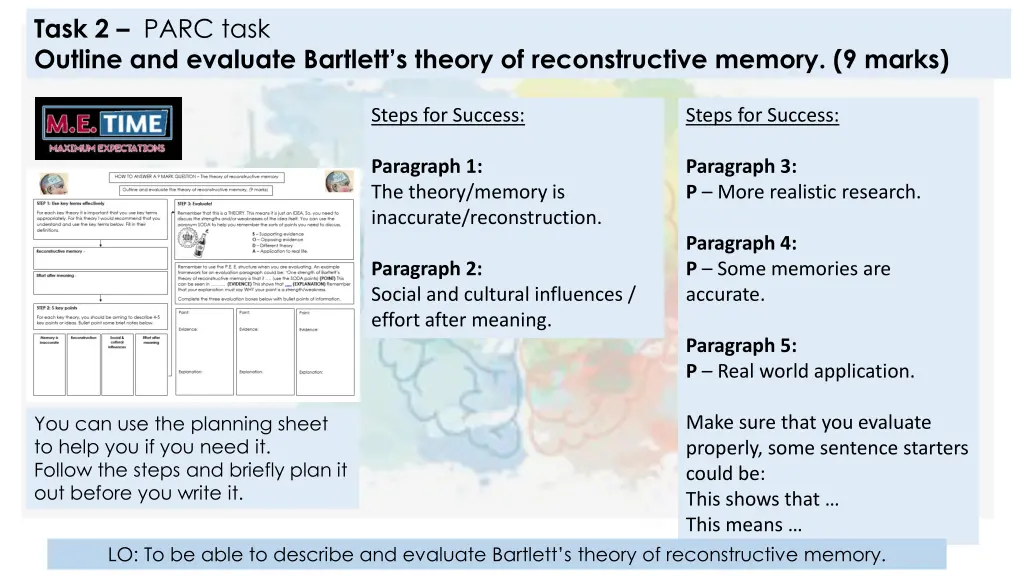 task 2 parc task outline and evaluate bartlett