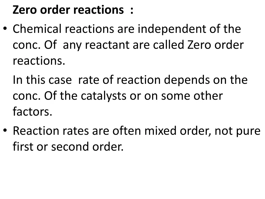 zero order reactions chemical reactions