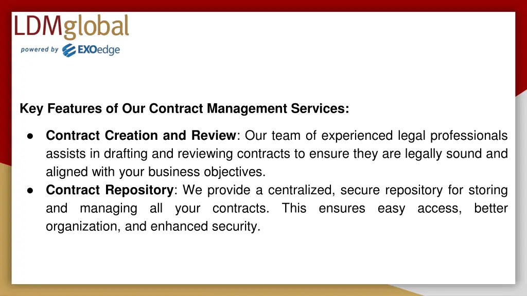 key features of our contract management services