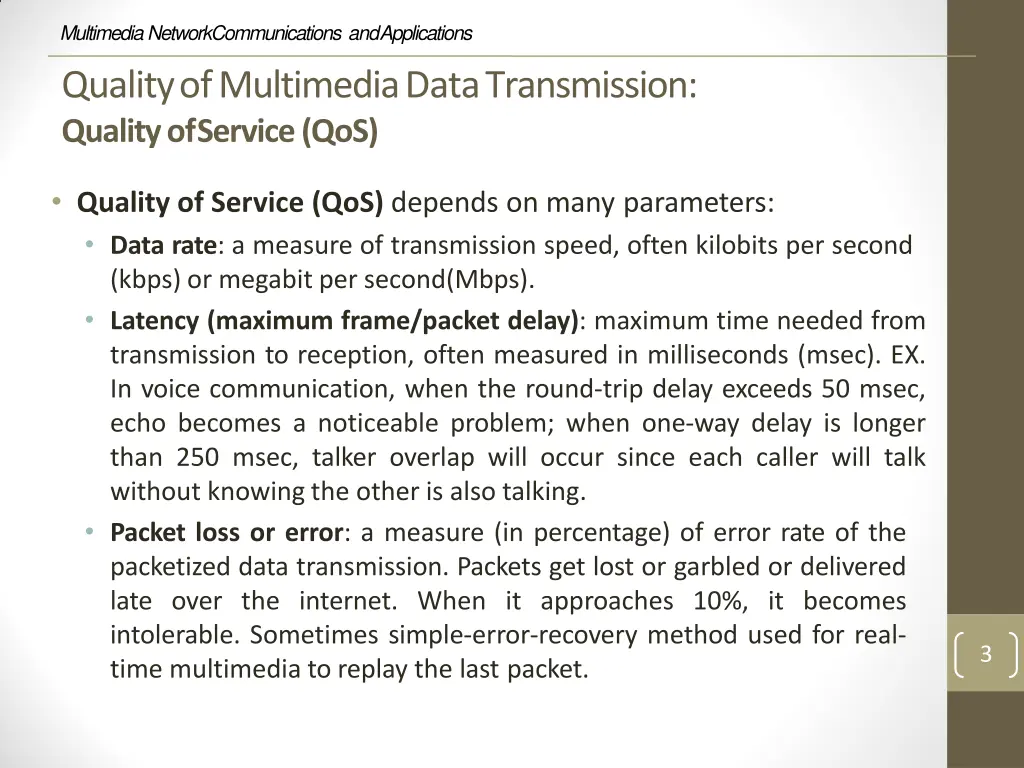 multimedia network communications and applications 1