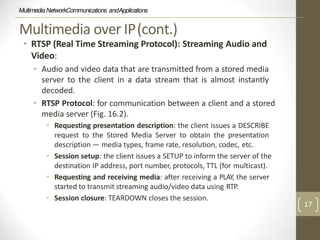 multimedia network communications and applications 15