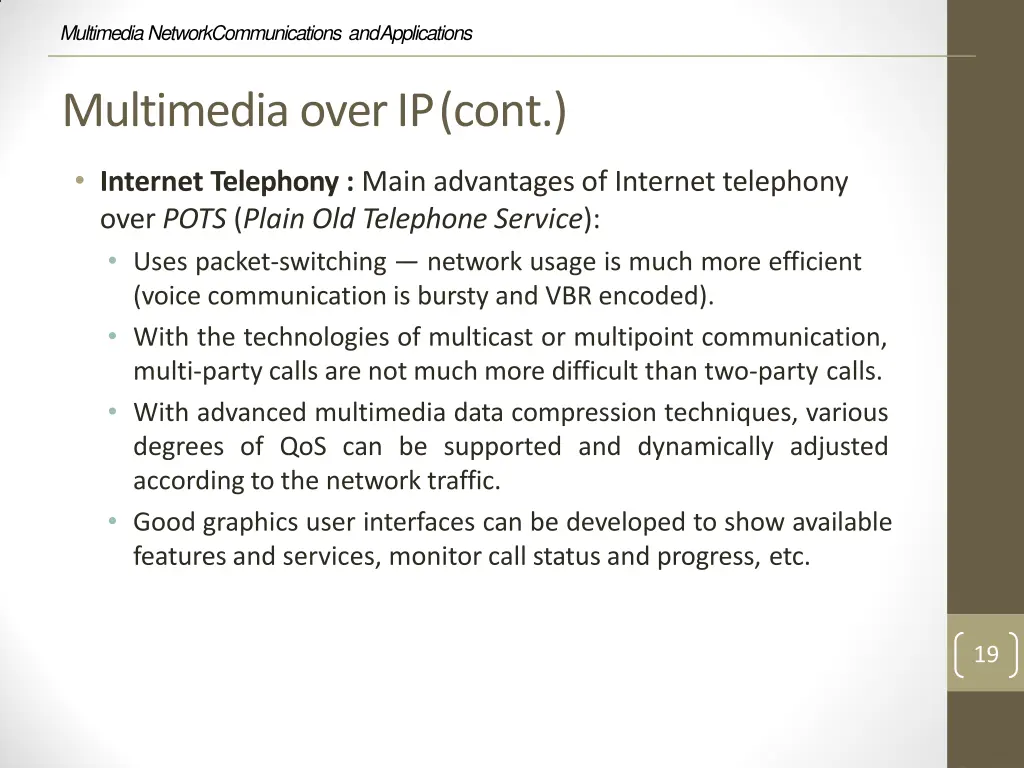 multimedia network communications and applications 17