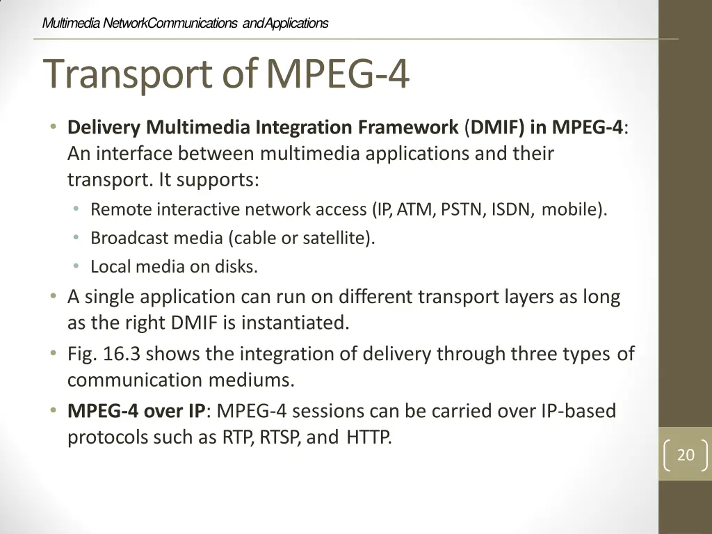 multimedia network communications and applications 18