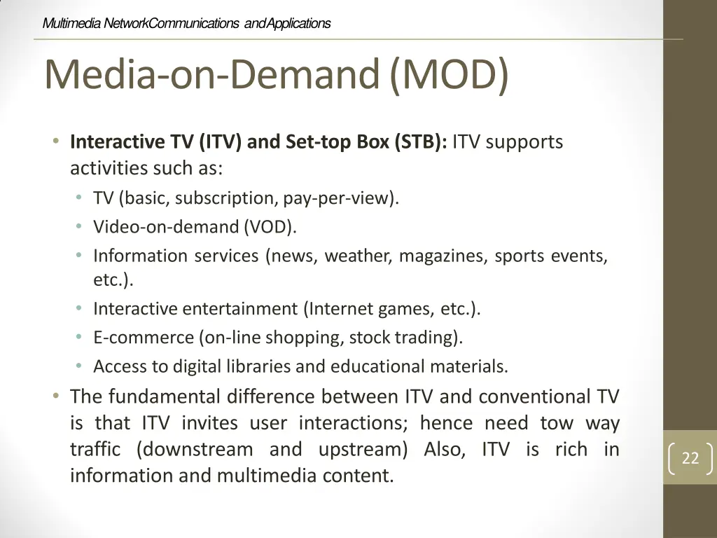 multimedia network communications and applications 20