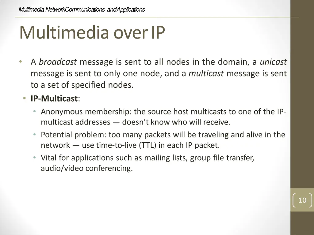 multimedia network communications and applications 8