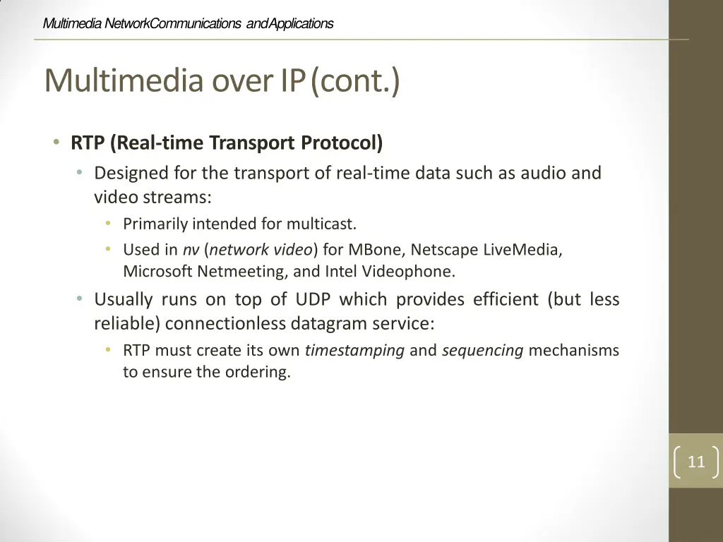 multimedia network communications and applications 9