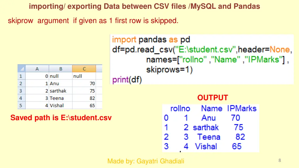 importing exporting data between csv files mysql 6